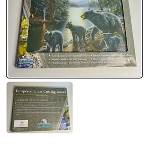 River's Edge Tempered Glass Cutting Board with Bear Design